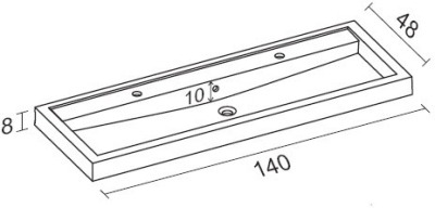 Раковина RIHO BOLOGNA 140*48*8 cm, 2 отв-ия под смеситель 1 чаша