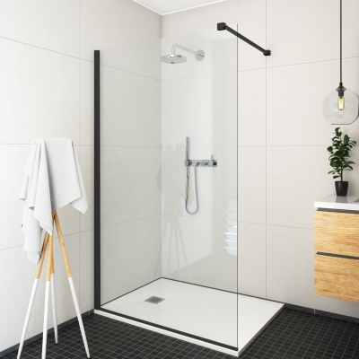 585-9000000-05-02 Душевое ограждение ECWALK/900 900*2075 black elox/transparent/6mm