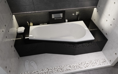 DELTA 160x80, R Ванна акриловая асимметричная RIHO