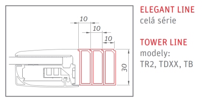 P3062 Профиль ELEGANT, TOWER (models TR2, TDXX) 10*2000 silver