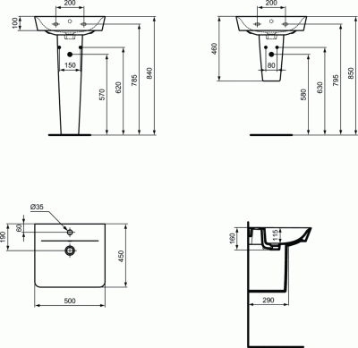 Умывальники E074101 E74201 E74401 E74601_T
